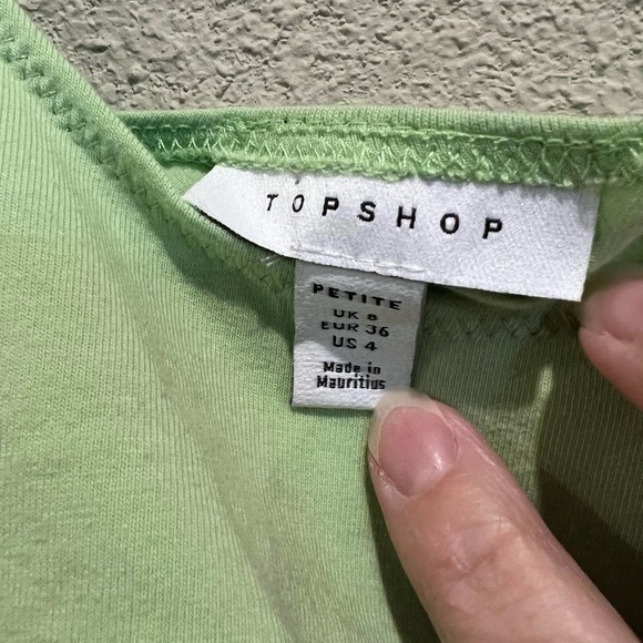 Topshop Crop Top Tank Top Sleeveless Casual Green Petite Size 4 - Picture 4 of 10